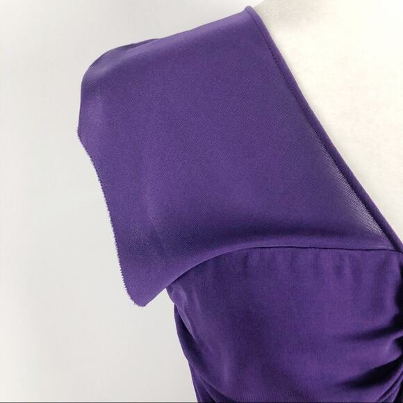 YIGAL AZROUEL purple rayon draped mini Pleated Dress Sz 1 - Picture 5 of 16